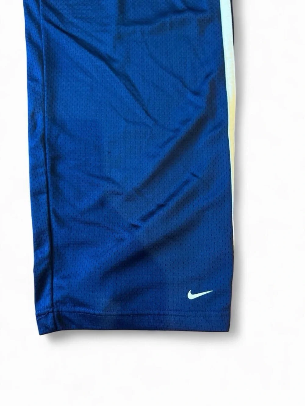 Nike Navy Blue Athletic Track Pants with yellow Side Stripe